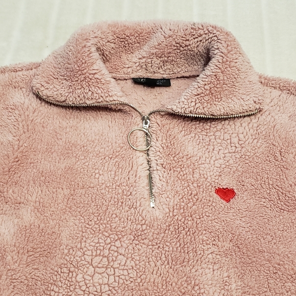 Topshop Pink Fuzzy Teddy 1/4 Zip Sweater - Picture 3 of 16